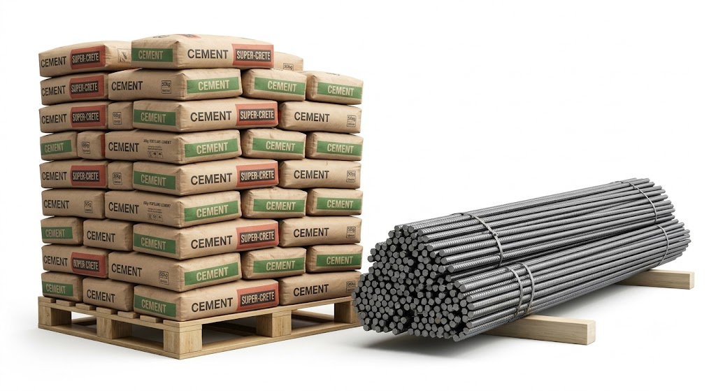 Cement and steel products